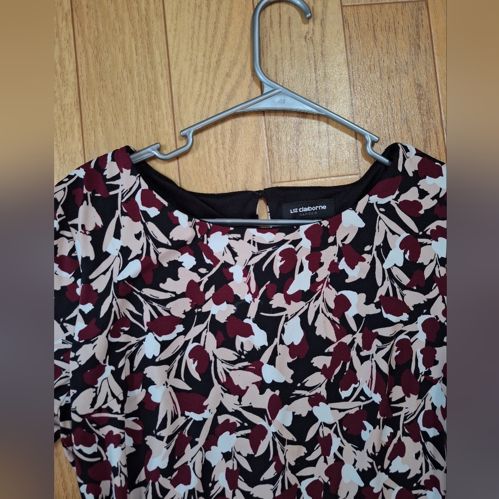 LIZ CLAIBORNE Elegant Floral Bell Sleeve Dress Sz. L - Picture 3 of 7